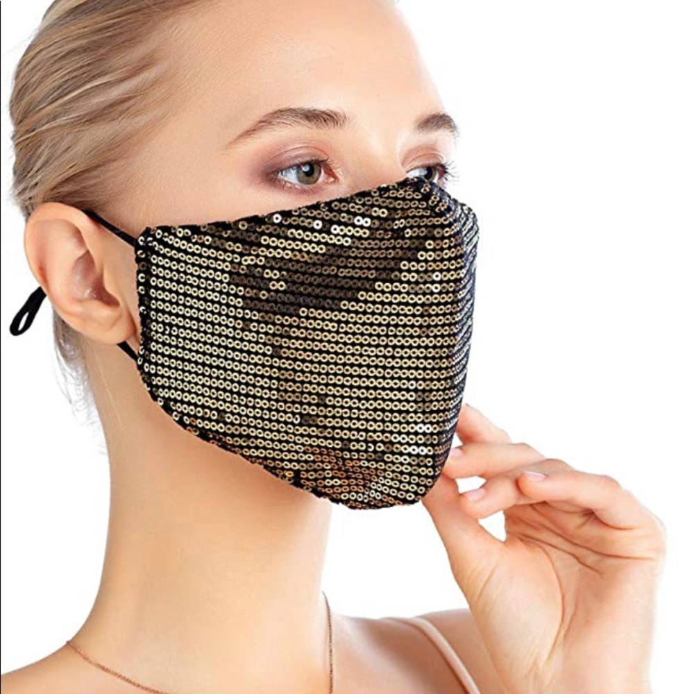Brand new 3 Layer Cotton Sequins Blinged Out Mask